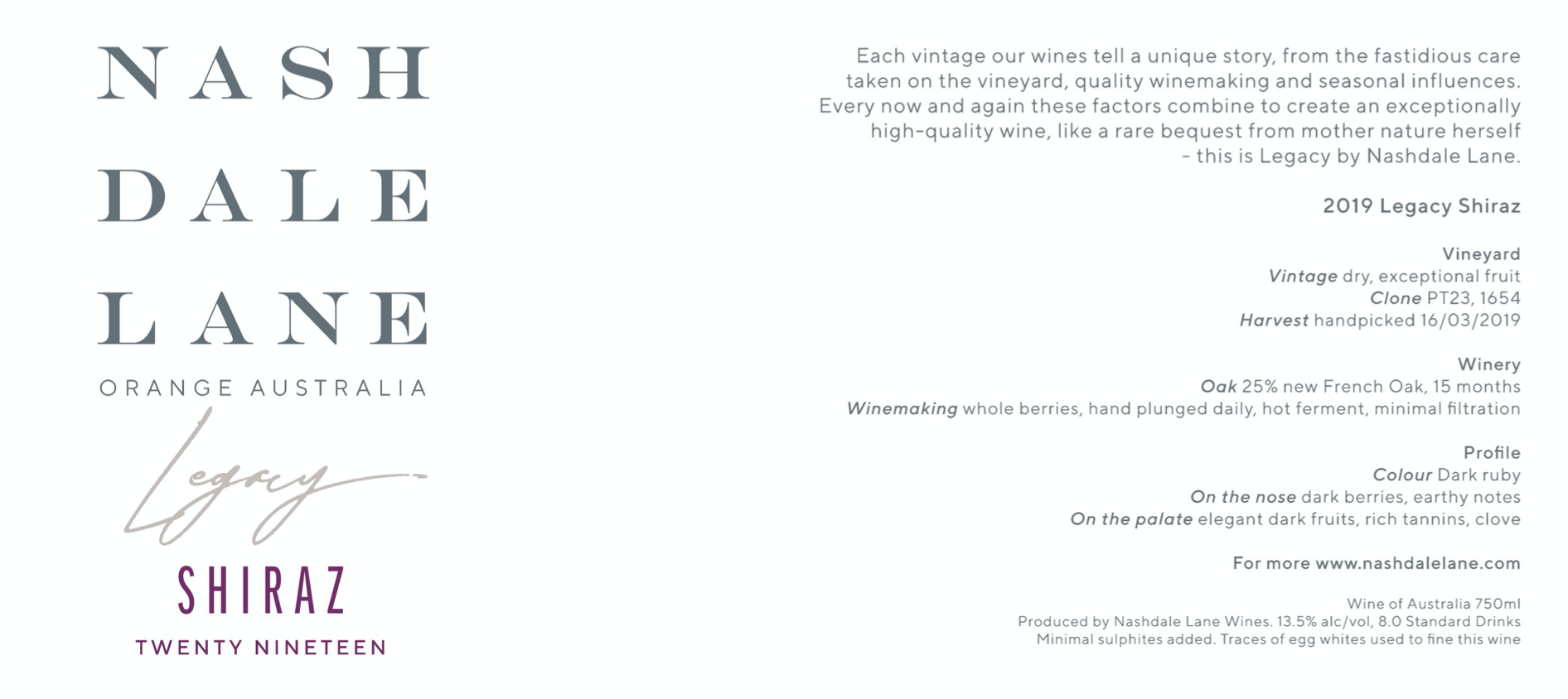 2019 Legacy Shiraz