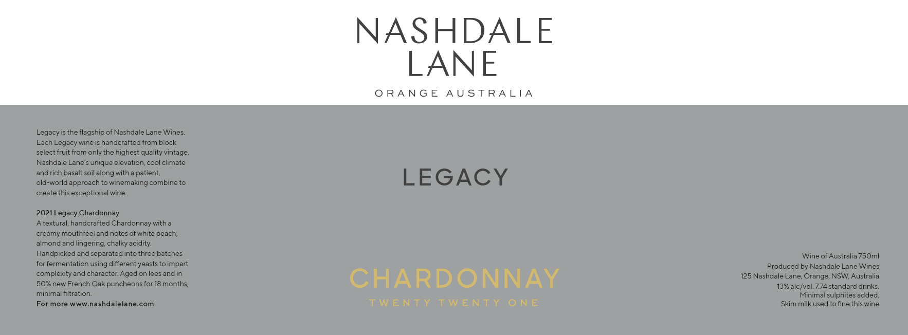 2021 Legacy Chardonnay - 12 Bottle case