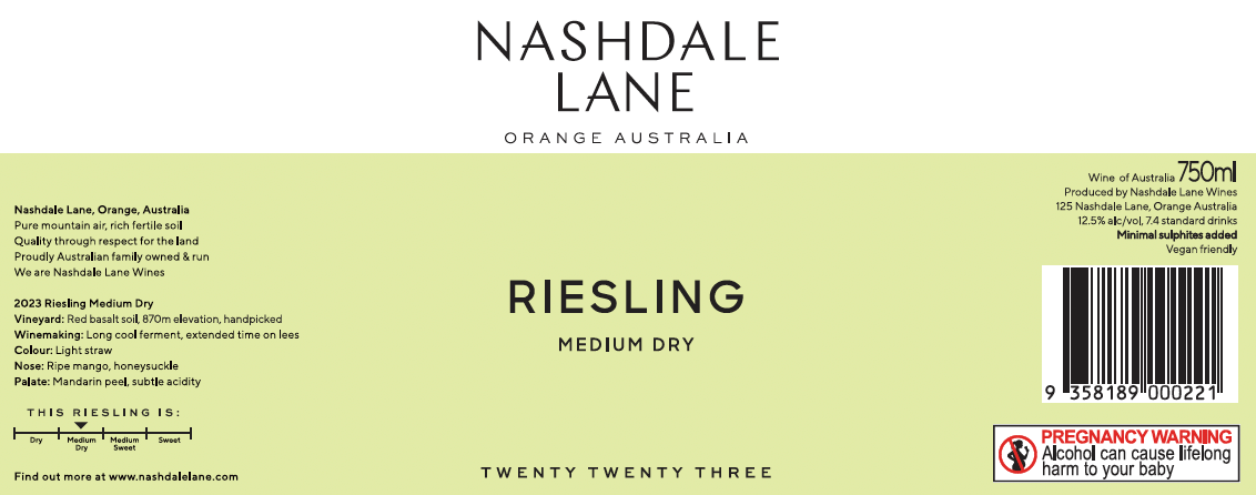 2023 Riesling Medium Dry - 12 bottle case