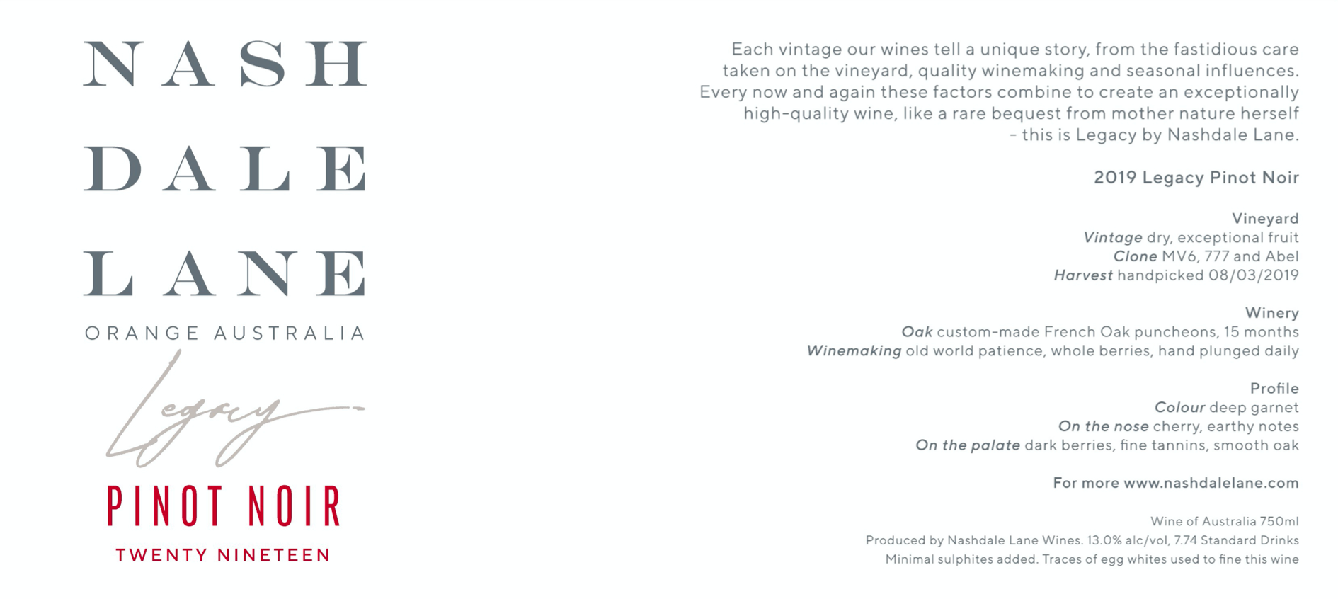 2019 Legacy Pinot Noir
