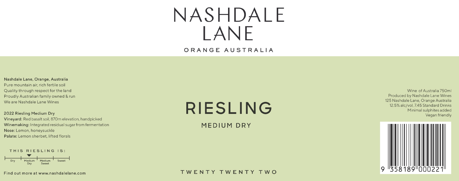 2022 Riesling Medium Dry