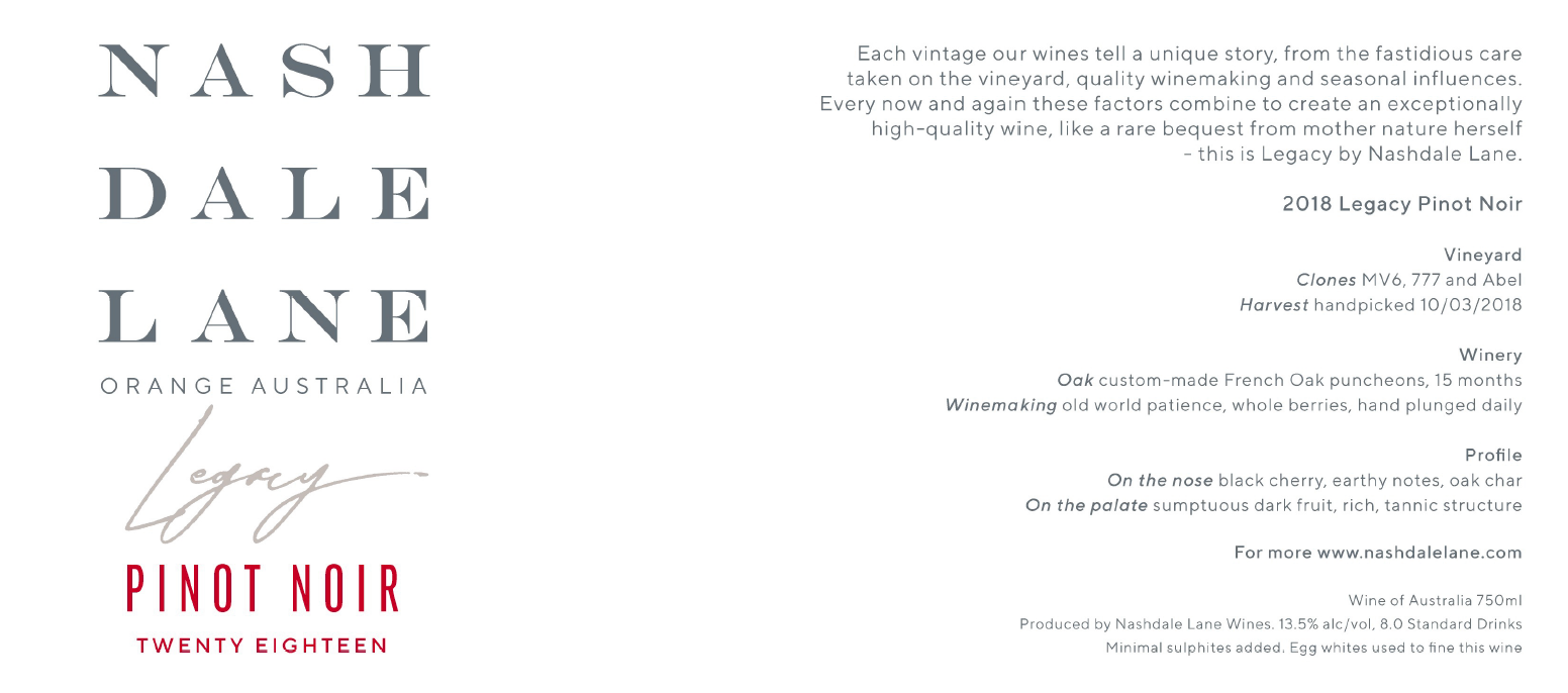 2018 Legacy Pinot Noir